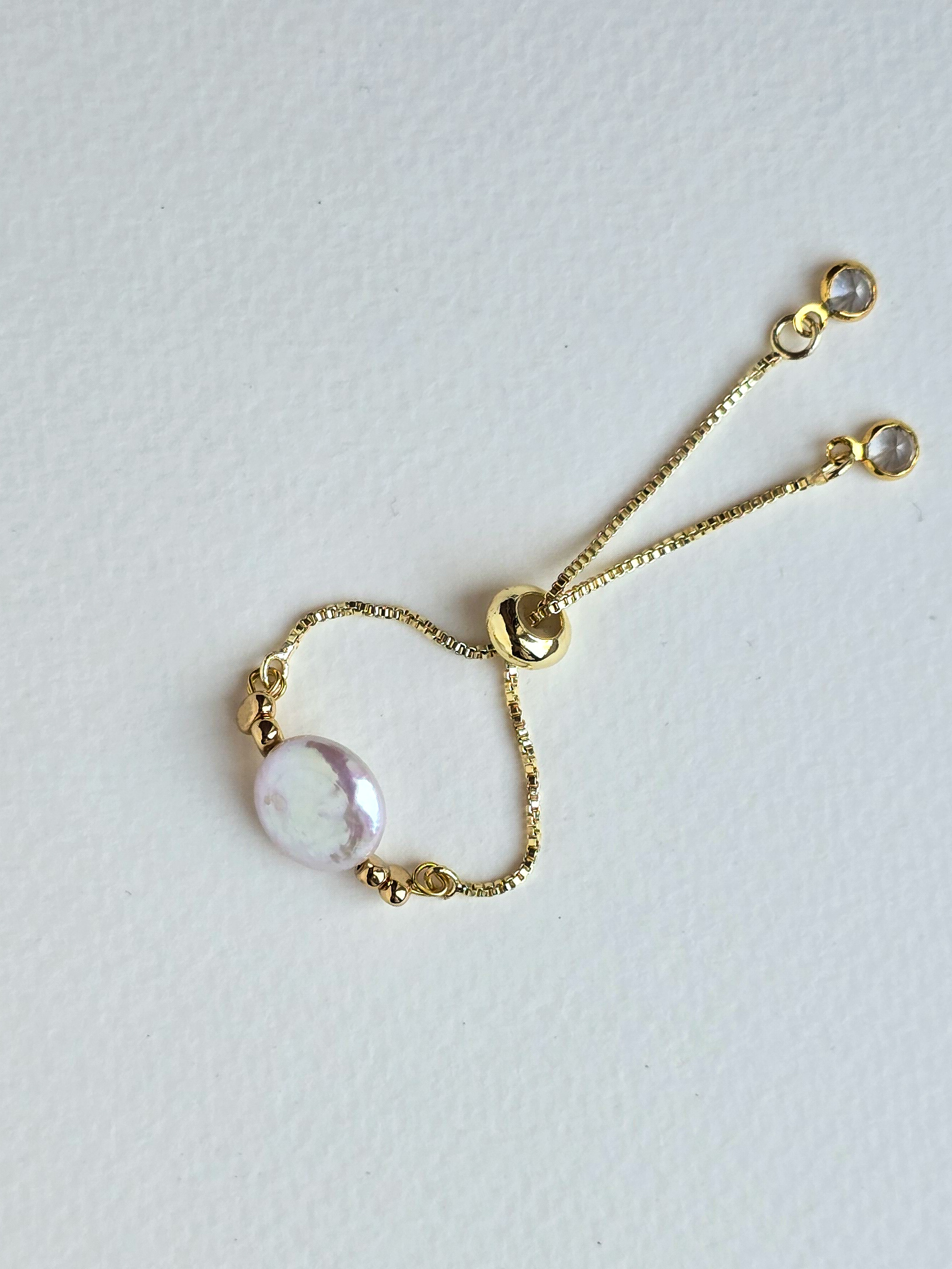 Каблучка краватка №32 Велика натуральна перлина на основі що регулює розмір